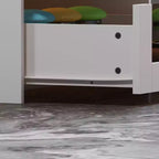 Famapy White 8 Drawers Kitchen Island With Storage Shelves and Glasss Top