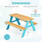 Costway Kids Picnic Table Set Children Outdoor Wooden Table with Bench Seats Backyard