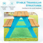 Costway Kids Picnic Table Set Children Outdoor Wooden Table with Bench Seats Backyard