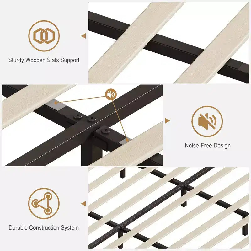 Struttura letto Whizmax in velluto con testiera contenitore, testiera ad ala con borchie, supporti a doghe in legno, bianco sporco