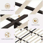 Struttura letto Whizmax in velluto con testiera contenitore, testiera ad ala con borchie, supporti a doghe in legno, bianco sporco