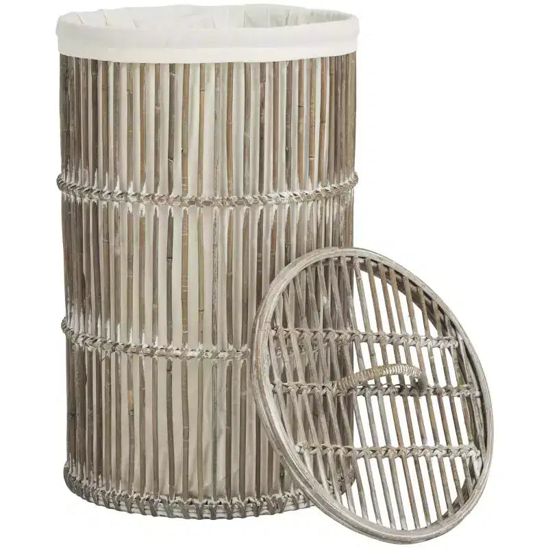 Libby Laundry Basket with Liner (Set of 2) - HAC6502 - White/White Washed - Safavieh