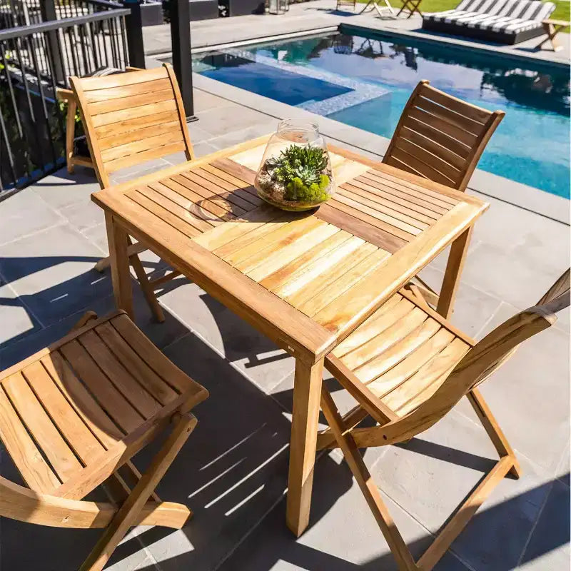 Tavolo da pranzo quadrato da esterno Nordic Teak 39 per 4 persone naturale - Beige