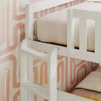 Max & Lily Bunk Bed with Ladder on End and Trundle, Twin-Over-Twin Bed Frame for Kids