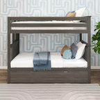 Max & Lily Bunk Bed with Ladder on End and Trundle, Twin-Over-Twin Bed Frame for Kids