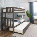 Max & Lily Bunk Bed with Ladder on End and Trundle, Twin-Over-Twin Bed Frame for Kids