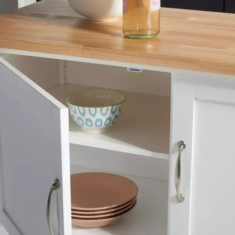 Carrello da cucina Kesler 2 ante 1 ripiano - KCH8705 - Bianco/Naturale - Safavieh