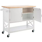 Carrello da cucina Kesler 2 ante 1 ripiano - KCH8705 - Bianco/Naturale - Safavieh