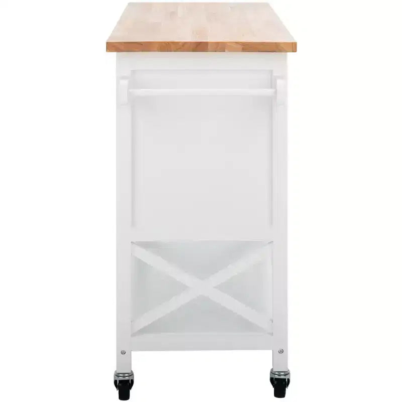 Carrello da cucina Kesler 2 ante 1 ripiano - KCH8705 - Bianco/Naturale - Safavieh