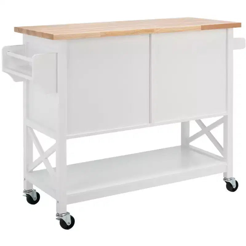 Carrello da cucina Kesler 2 ante 1 ripiano - KCH8705 - Bianco/Naturale - Safavieh