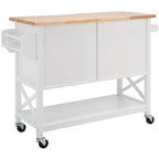 Carrello da cucina Kesler 2 ante 1 ripiano - KCH8705 - Bianco/Naturale - Safavieh