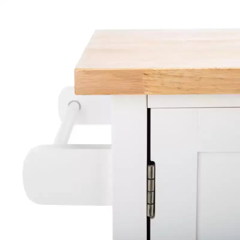 Carrello da cucina Kesler 2 ante 1 ripiano - KCH8705 - Bianco/Naturale - Safavieh