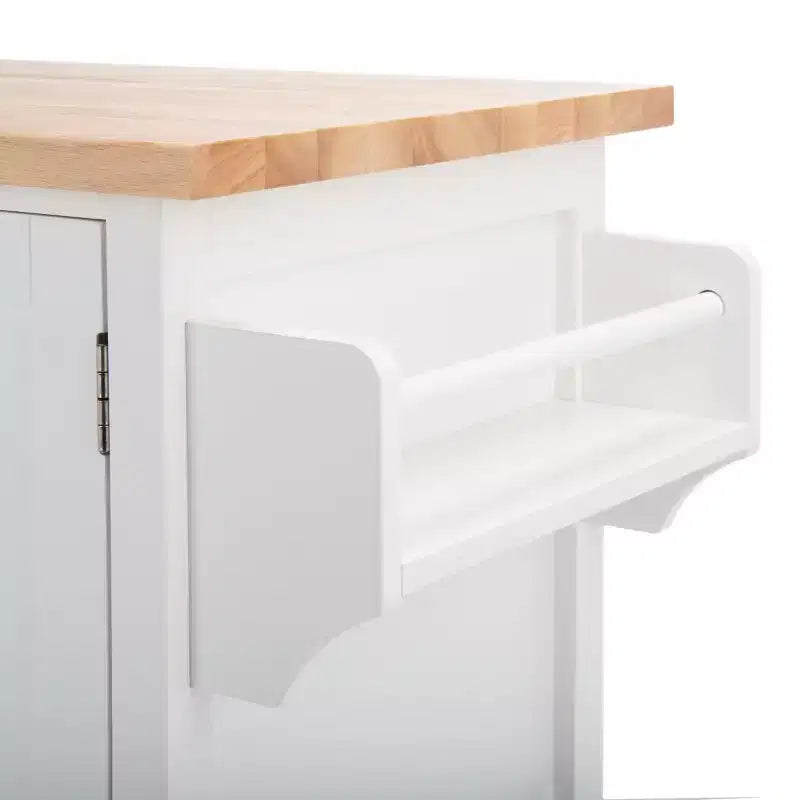 Kesler 2 Door 1 Shelf Kitchen Cart - KCH8705 - White/Natural - Safavieh
