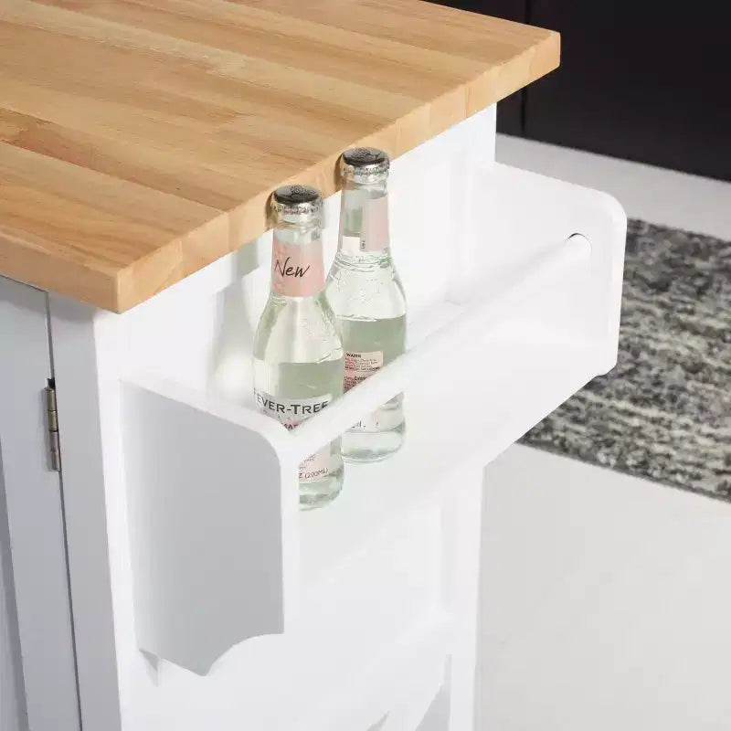Carrello da cucina Kesler 2 ante 1 ripiano - KCH8705 - Bianco/Naturale - Safavieh