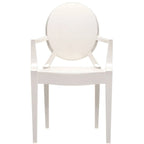 Designer Style Modern Dining Kitchen Crystal Clear Molded Plastic Transparent with arm Chairs Indoor Outdoor