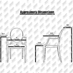 Designer Style Modern Dining Kitchen Crystal Clear Molded Plastic Transparent with arm Chairs Indoor Outdoor