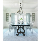 Designer Style Modern Dining Kitchen Crystal Clear Molded Plastic Transparent with arm Chairs Indoor Outdoor