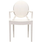 Designer Style Modern Dining Kitchen Crystal Clear Molded Plastic Transparent with arm Chairs Indoor Outdoor