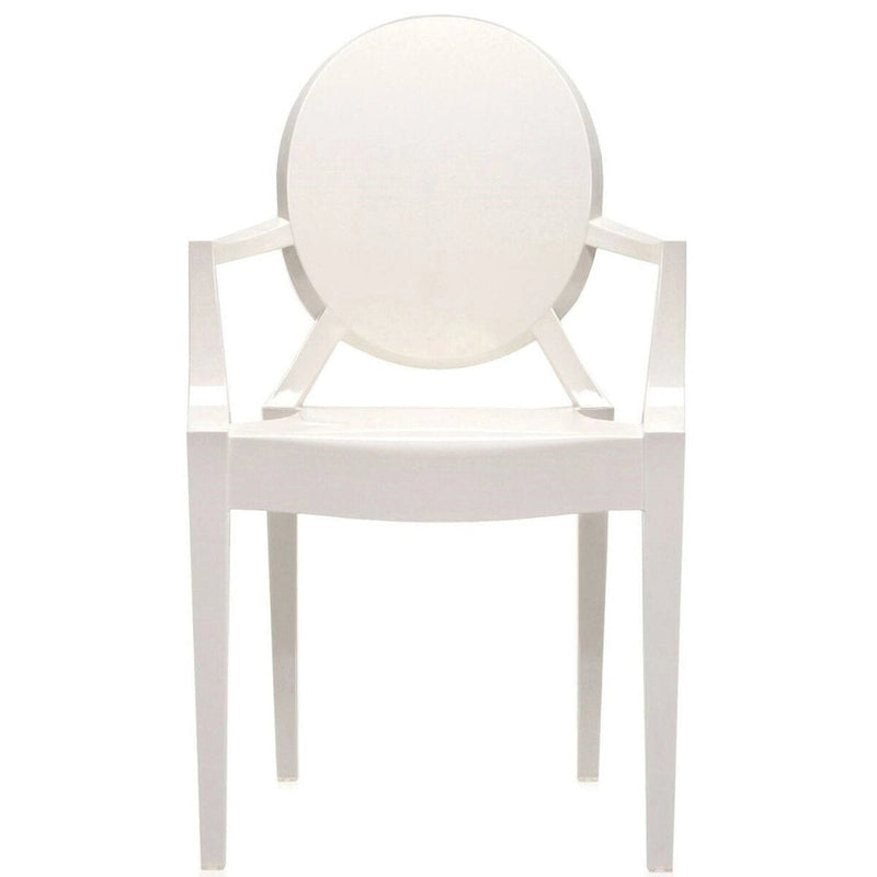 Designer Style Modern Dining Kitchen Crystal Clear Molded Plastic Transparent with arm Chairs Indoor Outdoor