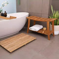 Nordic Teak 30 Asian Style Shower Bench with Shelf - Beige