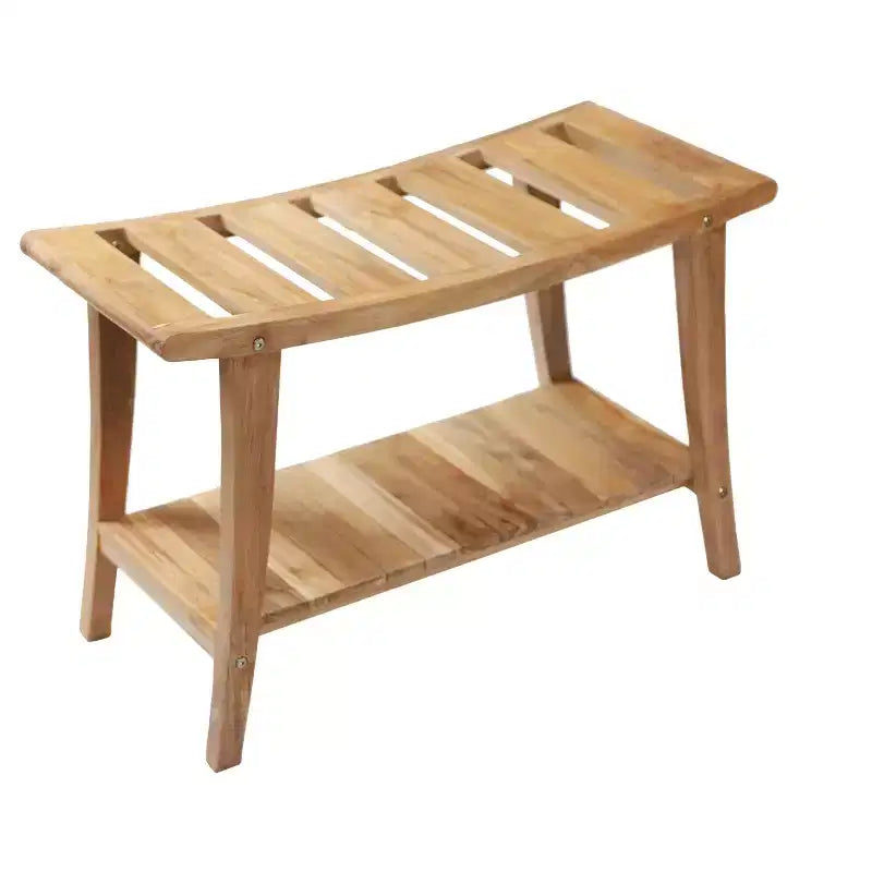 Nordic Teak 30 Asian Style Shower Bench with Shelf - Beige