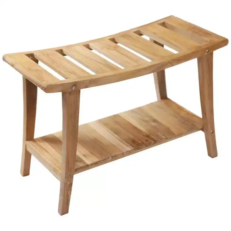 Nordic Teak 30 Asian Style Shower Bench with Shelf - Beige