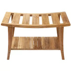 Nordic Teak 30 Asian Style Shower Bench with Shelf - Beige