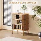 Garvee 3 Drawer Dresser, Chest of Drawers for Bedroom, Mid Century Modern Nightstand, Spacious Storage Wicker Dresser for Closet, Hallway, Natural