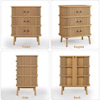Garvee 3 Drawer Dresser, Chest of Drawers for Bedroom, Mid Century Modern Nightstand, Spacious Storage Wicker Dresser for Closet, Hallway, Natural