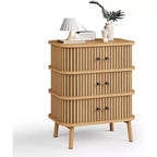 Garvee 3 Drawer Dresser, Chest of Drawers for Bedroom, Mid Century Modern Nightstand, Spacious Storage Wicker Dresser for Closet, Hallway, Natural