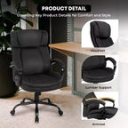 FDW Big and Tall Ergonomic Executive Office Chair 500lbs with Rolling Swivel Lumbar Support Adjustable Headrest for Heavy People, Black