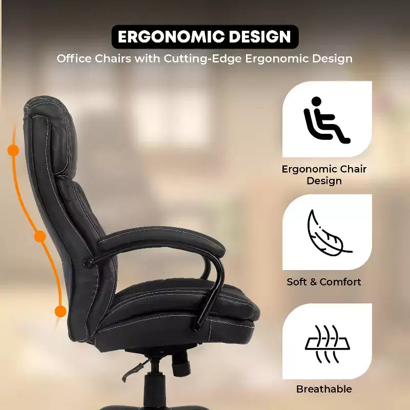 FDW Big and Tall Ergonomic Executive Office Chair 500lbs with Rolling Swivel Lumbar Support Adjustable Headrest for Heavy People, Black