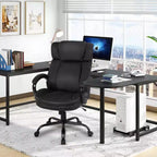 FDW Big and Tall Ergonomic Executive Office Chair 500lbs with Rolling Swivel Lumbar Support Adjustable Headrest for Heavy People, Black