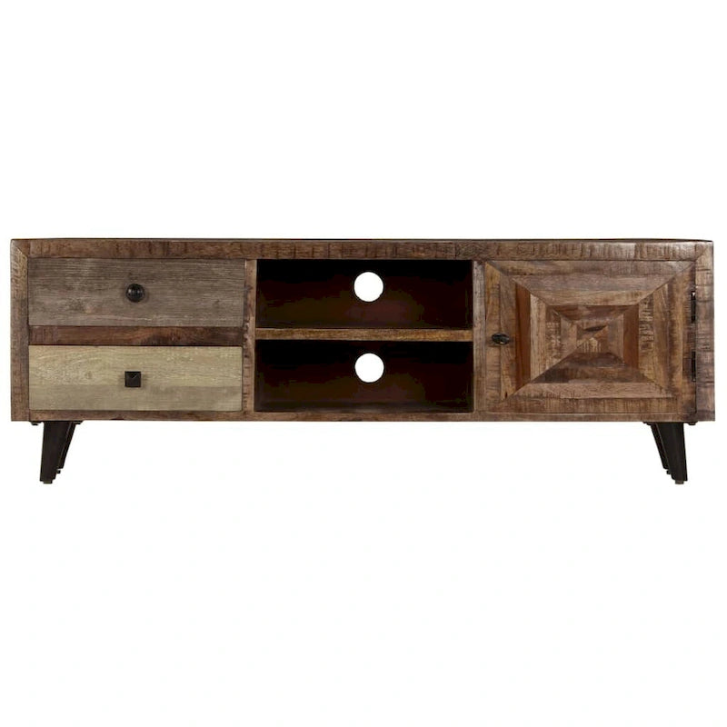 Mango Wood TV Stand 46.5" - 2 Drawers, 2 Compartments