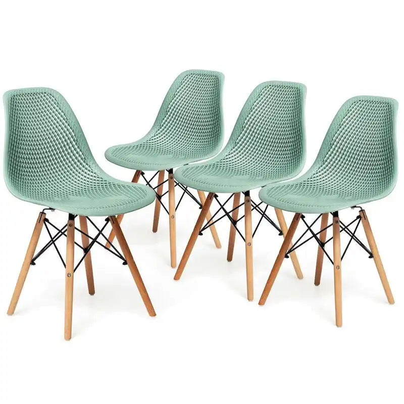 Set di 4 sedie moderne in plastica cava con gambe in legno - 22 x 18 x 32,5 (L x P x A)