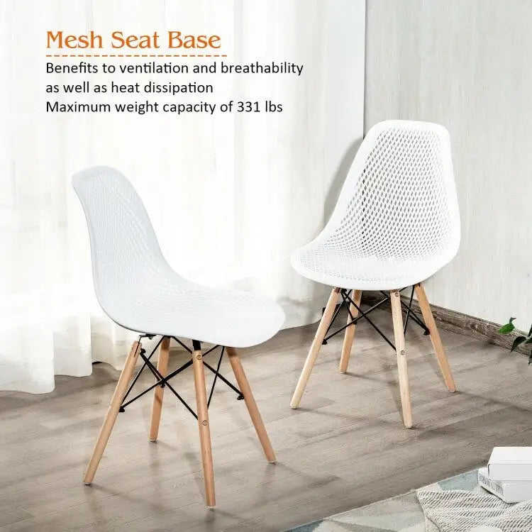 Set di 4 sedie moderne in plastica cava con gambe in legno - 22 x 18 x 32,5 (L x P x A)