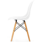 4 Pcs Modern Plastic Hollow Chair Set with Wood Leg - 22 x 18 x 32.5 (L x W x H)