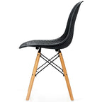 4 Pcs Modern Plastic Hollow Chair Set with Wood Leg - 22 x 18 x 32.5 (L x W x H)