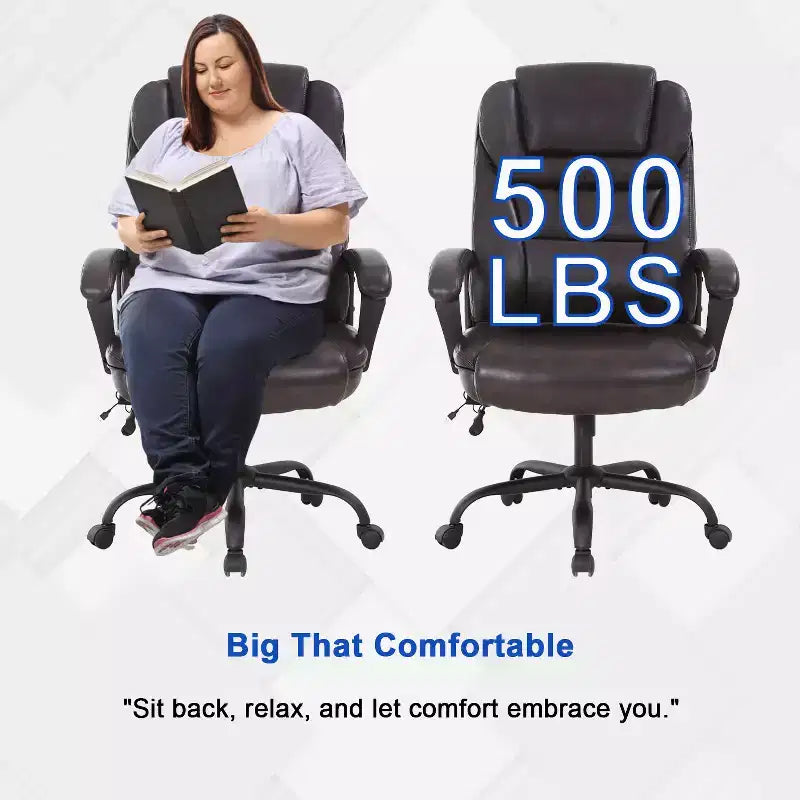 FDW Big and Tall Executive Office Chair with Lumbar Support Wide Seat Adjustable Height and Swivel Function Perfect for Home and Office Use