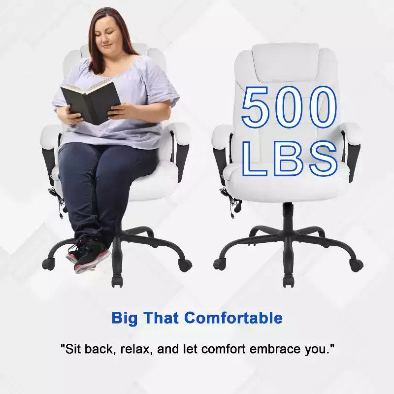 FDW Big and Tall Executive Office Chair with Lumbar Support Wide Seat Adjustable Height and Swivel Function Perfect for Home and Office Use