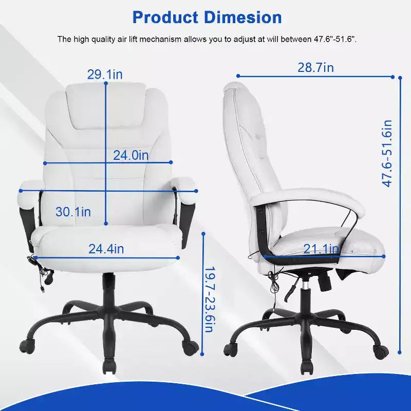 FDW Big and Tall Executive Office Chair with Lumbar Support Wide Seat Adjustable Height and Swivel Function Perfect for Home and Office Use