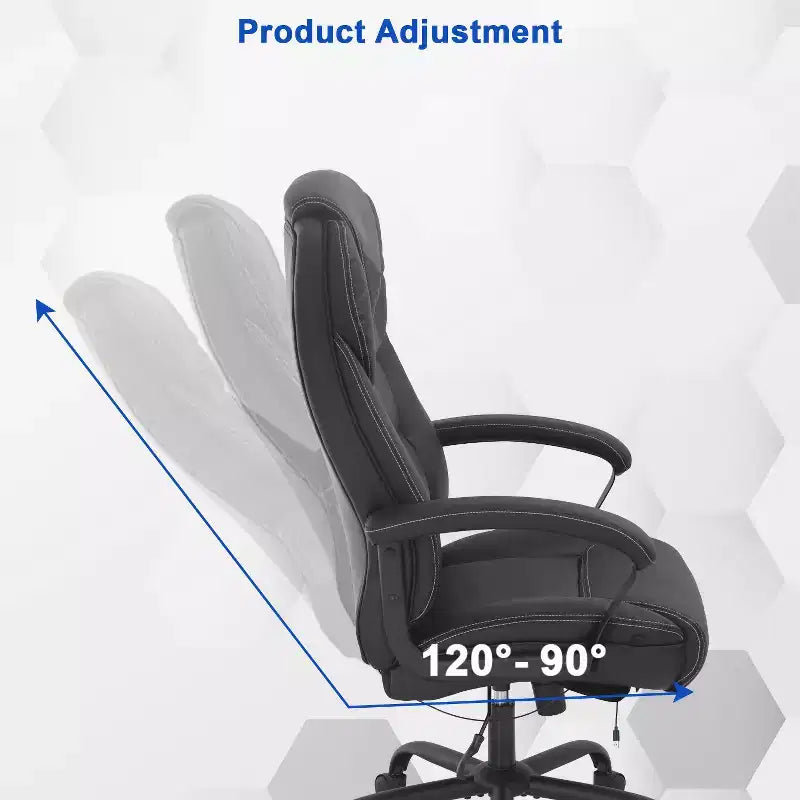 FDW Big and Tall Executive Office Chair with Lumbar Support Wide Seat Adjustable Height and Swivel Function Perfect for Home and Office Use