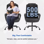 FDW Big and Tall Executive Office Chair with Lumbar Support Wide Seat Adjustable Height and Swivel Function Perfect for Home and Office Use