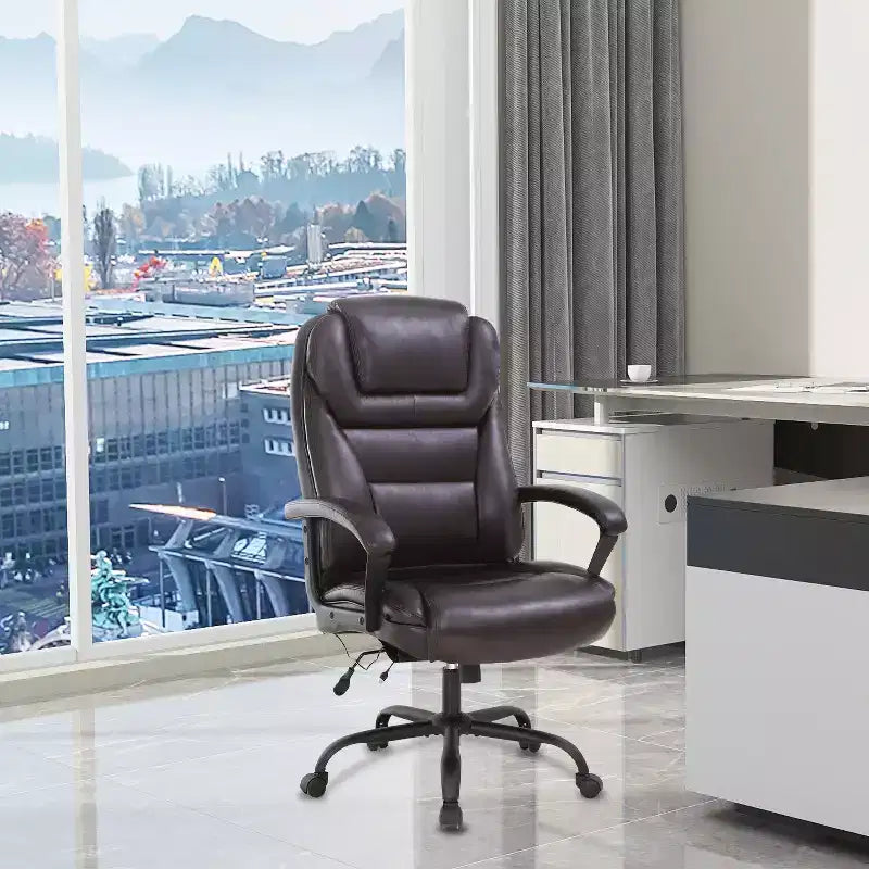FDW Big and Tall Executive Office Chair with Lumbar Support Wide Seat Adjustable Height and Swivel Function Perfect for Home and Office Use