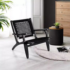 Boraam Harrison Hexagon Woven Black Rope Accent Chair