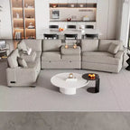 126W Convertible Sectional Sofa Couch Set, Pull-out Sleeper Sofa Bed with Charging Devices and Cup Holders 4S -ModernLuxe