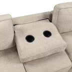 126W Convertible Sectional Sofa Couch Set, Pull-out Sleeper Sofa Bed with Charging Devices and Cup Holders 4S -ModernLuxe