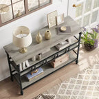 Garvee Console Table, 3-Tier Sofa Tables Narrow Entryway Table with Storage, 43 Behind Couch Table Industrial Hallway Table, Rustic Gray