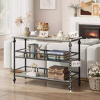 Garvee Console Table, 3-Tier Sofa Tables Narrow Entryway Table with Storage, 43 Behind Couch Table Industrial Hallway Table, Rustic Gray