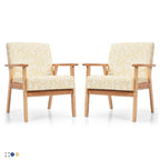 Gymax 2PCS Accent Armchair Upholstered Chair Home Office w/ Wooden - 25 x 26.5 x 32